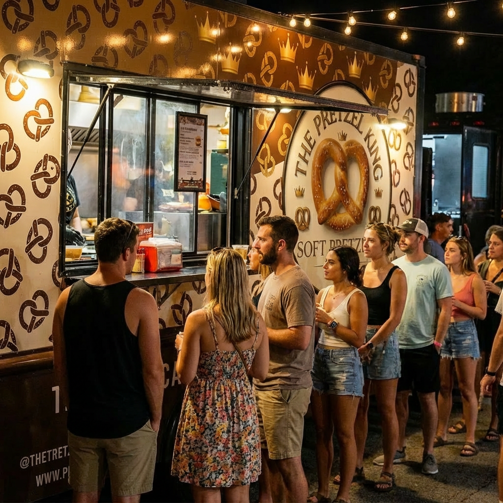 Pretzels and the truck banner